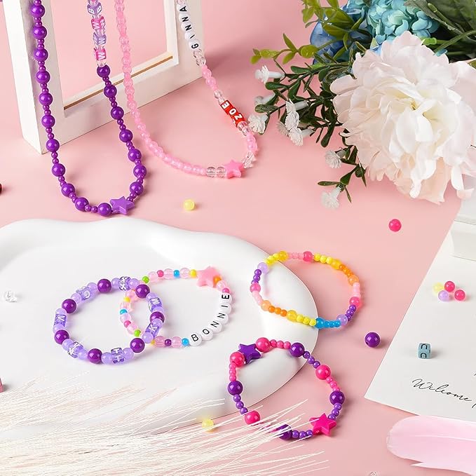 Lreyrous Colorful Letters Beaded Personalized Bracelet Toy Making kit 600PCS, Educational DIY Creative, Girls Party Birthday Gift for Children Over 6 Years Old
