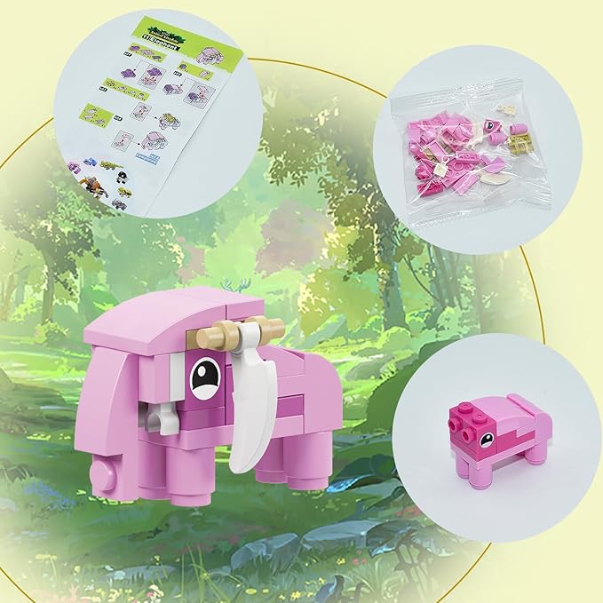 Party Favor for Kids, 12 in 1 Pre Filled Elephant Building Block Set-12 Pcs Mini Building Blocks Toys, STEM Building Blocks Toys,Classroom Prize Toys,Birthday Gifts,Goodie Bags,Carnival Prizes