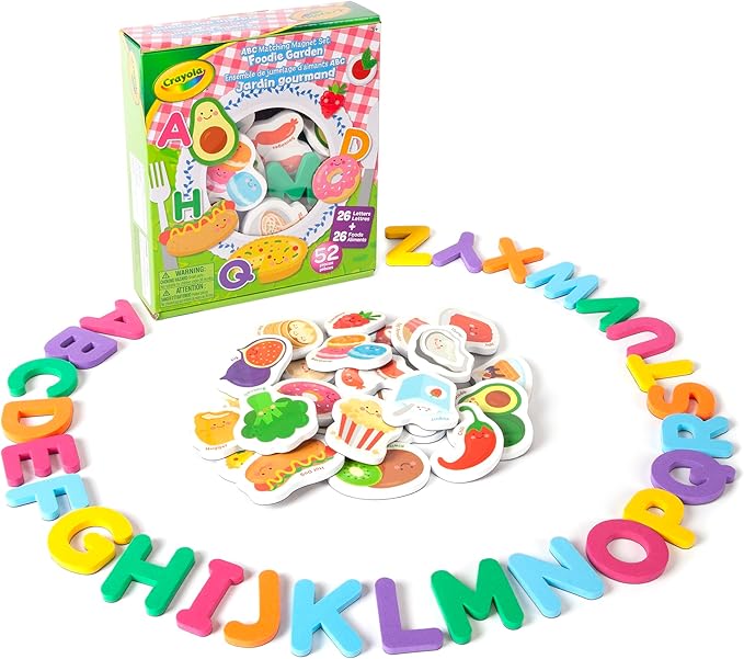 Crayola: ABC Matching Magnet Set - Foodie Garden - Alphabet & Image Foam Magnets, Classroom & Home Education, Spelling-Learning, Toddler, Kid Ages 3+