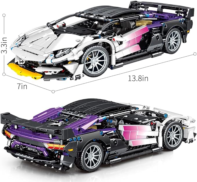 Mesiondy Building Blocks Toys Adults Kits, 1:14 MOC Building Set Sports Raceing Car Model for Boys Age 12-16 8-14，(1337 Pieces)