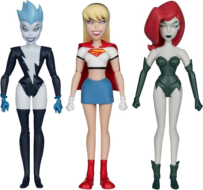 McFarlane Toys - The New Batman Adventures Poison Ivy Live Wire Supergirl (Girls' Night Out) 3pk Gold Label