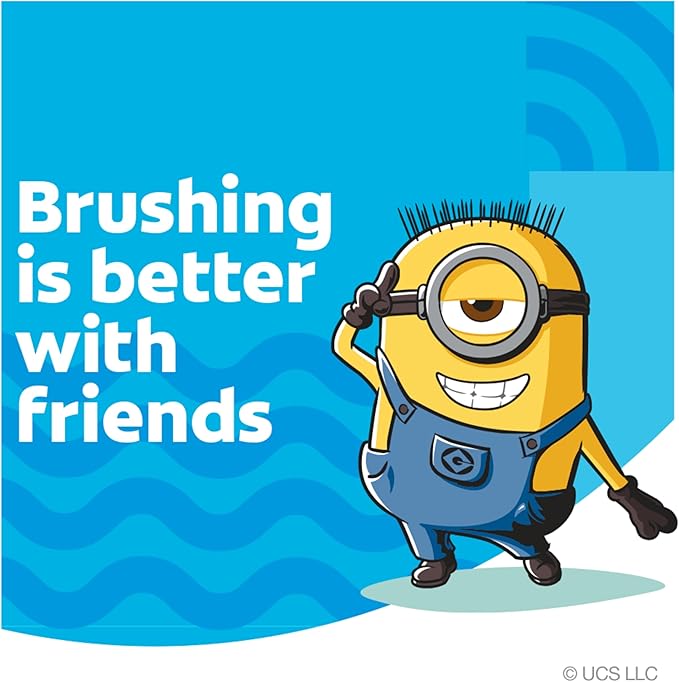 Colgate Kids Toothbrush, Minions, With Extra Soft Bristles and Built In Suction Cup Holder, 4 Pack
