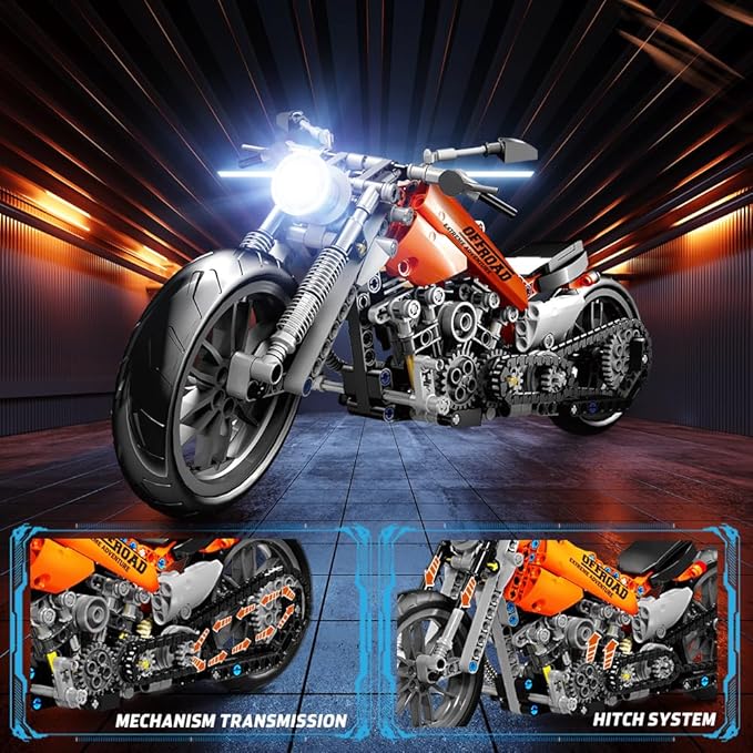 HOGOKIDS Motorcycle Building Block Set - 436 PCS Collectible Motorcycle Display Model, STEM Tech Motorbike Toy Collection Brick Kit for Adults Kids Boys Ages 6 7 8 9 10 11 12+ Years Old