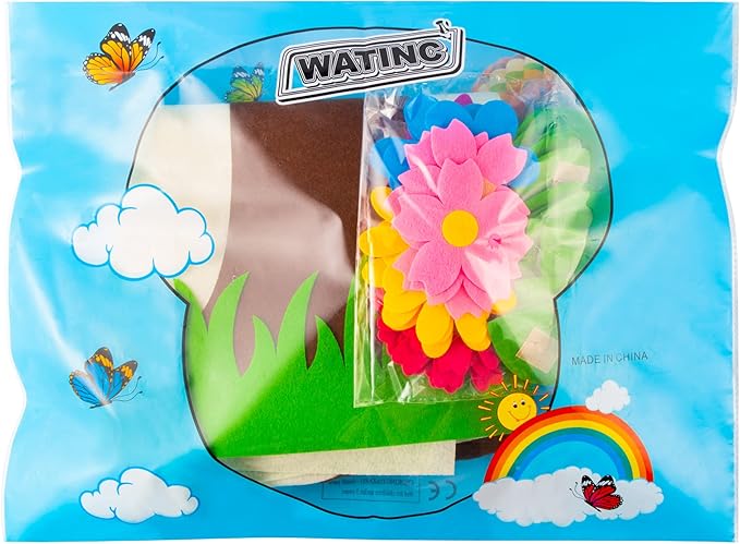 WATINC 49Pcs DIY Spring Tree Felt Board Craft Kit, Flower Leaf Butterfly Snail Bird Detachable Ornaments Spring Party Decoration for Kids, Activity Creative Game Wall Hanging Decor for Home Classroom