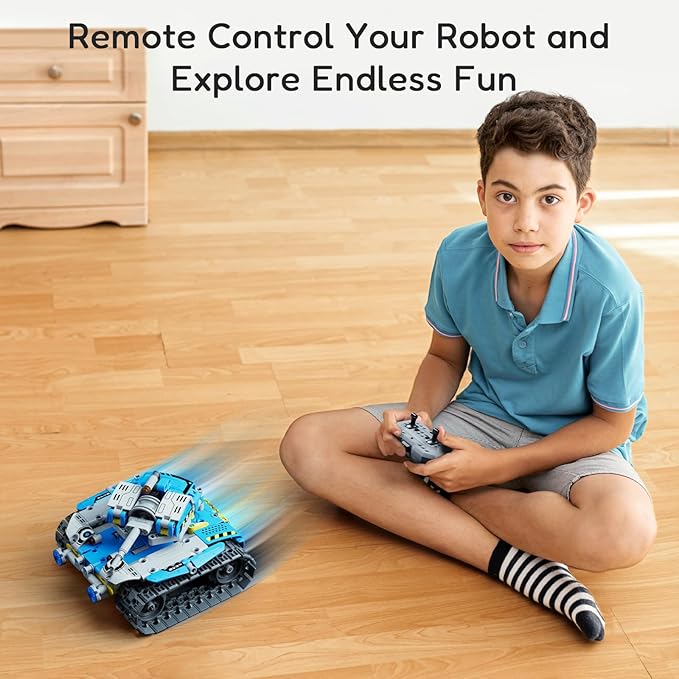 Sillbird 5in1 STEM Robot Building Kit Christmas Toys for Ages 8-13, Remote&App Controlled Educational Coding Technic Set for Kids Birthday Gifts for Boys Girls Aged 8 9 10 11 12 13+ (488 Pieces)-Blue