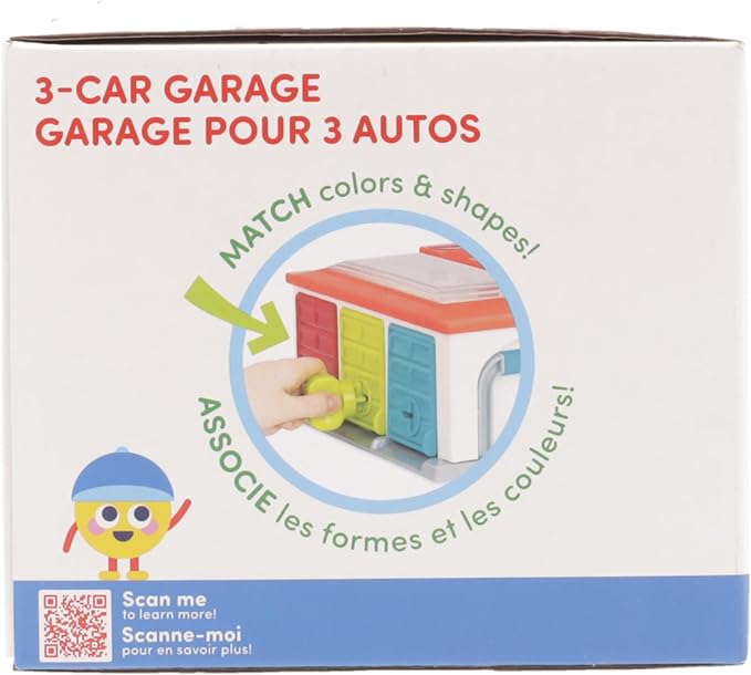 Battat – Car & Color Sorting Playset – Cause-And-Effect Toy – Push & Go Cars – Color-Coded Matching – 2 Years + – 3-Car Garage