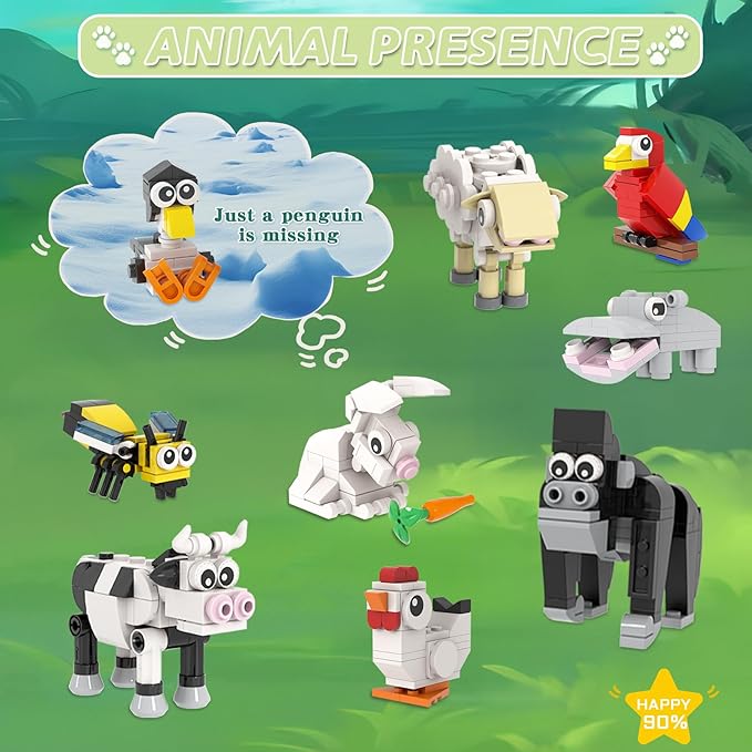 MOOXI-MOC 10pcs Animal Party Favors Building Set,Animal Building Block Toys,Suitable for Easter,Christmas Birthday,Party Gifts(465pcs)