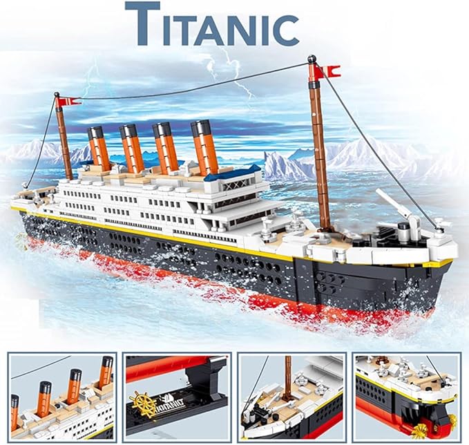 Micro Mini Blocks Titanic Building Block Set Titanic Cruise Ship Model Building Kit Boat Bricks for Adults DIY Educational Toys Gifts for Kids Age of 6-12 Years 1288 Pieces