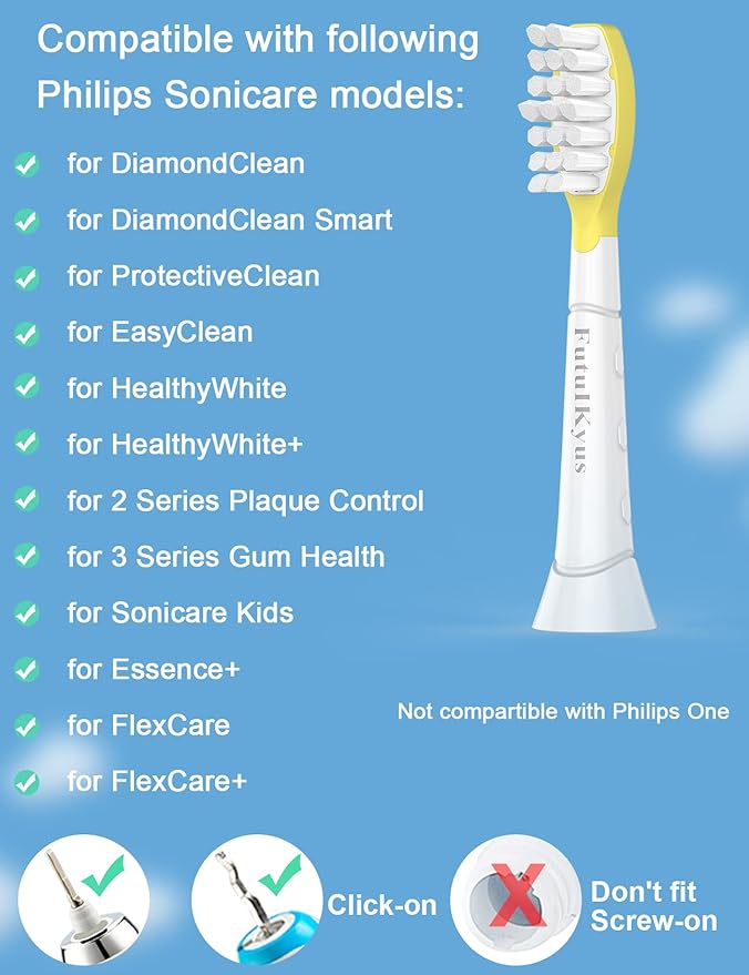 FutulkyUS Kids Toothbrush Replacement Heads for Philips Sonicare: Over 7 Years Old Child Soft Electric Standard Children Brush Head for Boy Girl, White 8 Pack