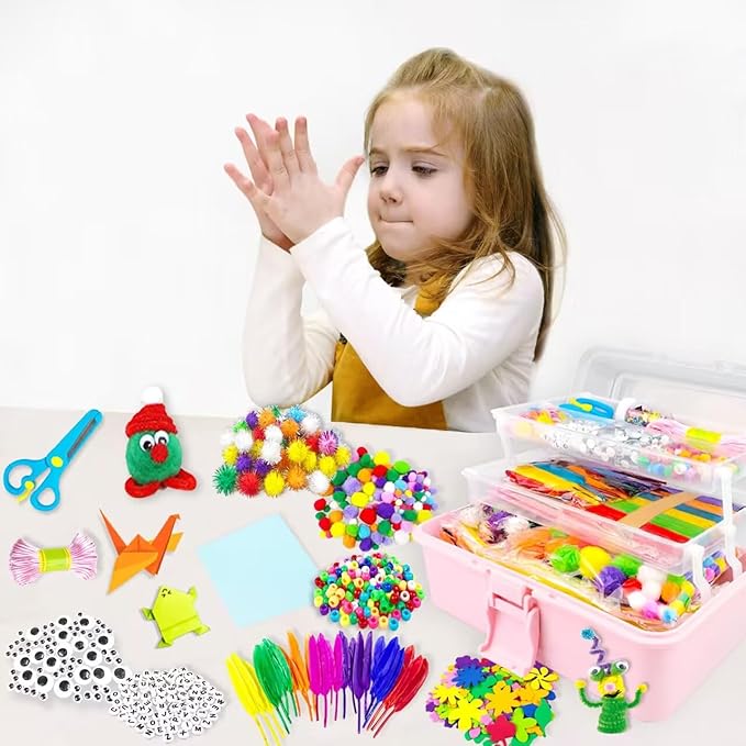 VLUSSO Arts & Crafts Supplies DIY Craft Kits Set - Pipe Cleaners, Materials, Gift for Kids Boys & Girls Age 4-8