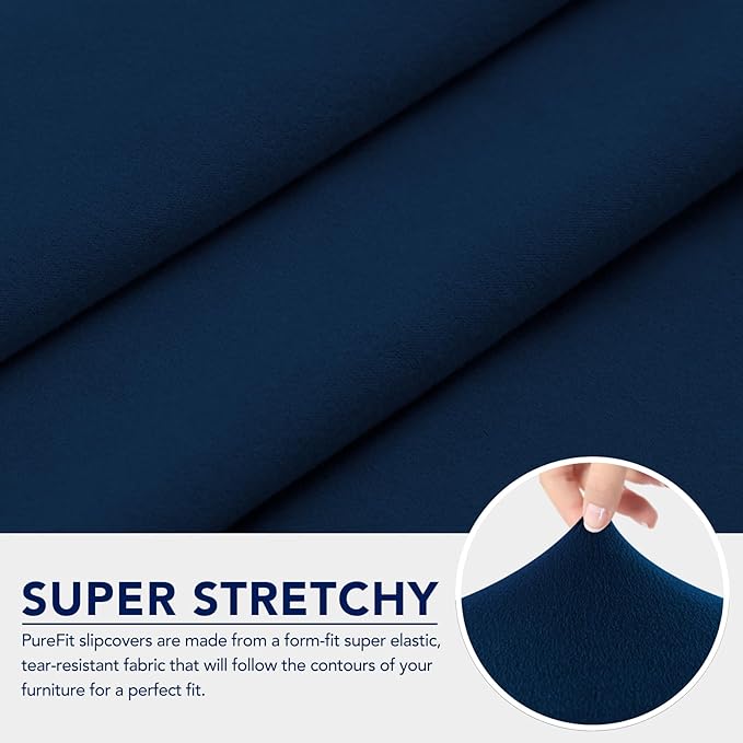 PureFit 100% Dual Waterproof Couch Cover Slipcovers for Couches and Sofas - Stretch Non Slip Fleece Sofa Covers Washable, Leakproof Furniture Protector for Kids, Pets, Dog (Chair, Navy)