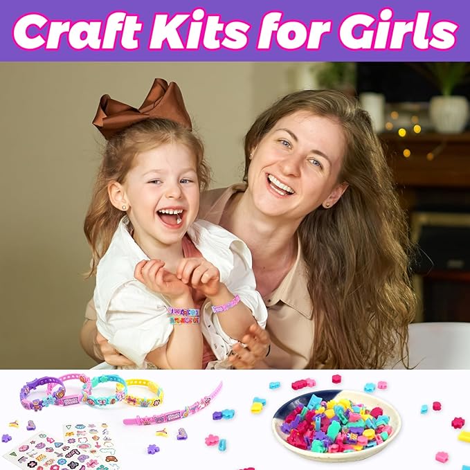 Ambesi DIY Bracelet Making Kit, 12 Pcs Silicone Wristband, Charm Friendship Bracelet Kit for Girls Ages 3+ Years Old, Arts & Crafts Toy, Crafts Gifts Set for Girls Kids Birthday Gift