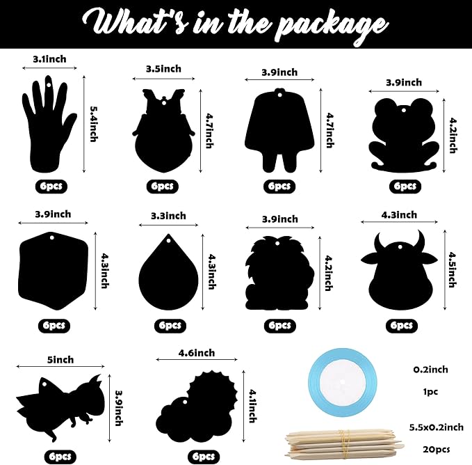 WATINC 60pcs Passover Scratch Paper Art Kit with 10 Plague for Kids, Magic Color Scratch Off Cards Craft DIY Animals Drawing Notebook, Classroom School Birthday Party Favor Hanging Decoration