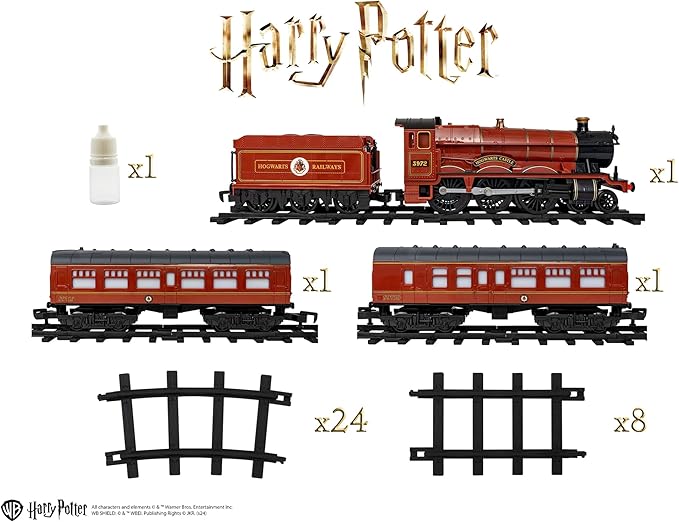 Lionel Battery-Operated Hogwarts Express Toy Train Set with Bluetooth, Locomotive, Train Cars, & Track with Authentic Train Sounds, Lights, & Water Vapor Smoke Effects for Kids 4+