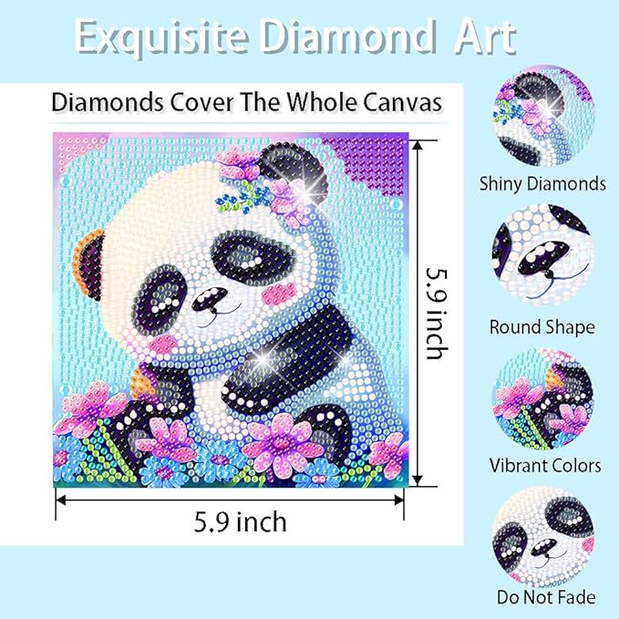 KYOQFVN 4 Pack Cartoon Diamond Art Kits - Arts and Crafts, 5D Full Drill Gem Art Mini Diamond Art Painting Wall Decor 6x6 Inch