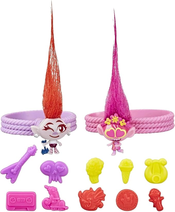 Hasbro Trolls DreamWorks Tiny Dancers Friend Pack with 2 Tiny Dancers Figures,2 Bracelets,and 10 Charms,Toy Inspired by The Movie World Tour