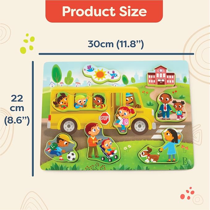 B. toys- Peek & Explore 2-Pack - Outer Space & School Bus- Chunky Puzzle Pack – Puzzles for Toddlers, Kids- 8 Pieces Each – 2 Years +