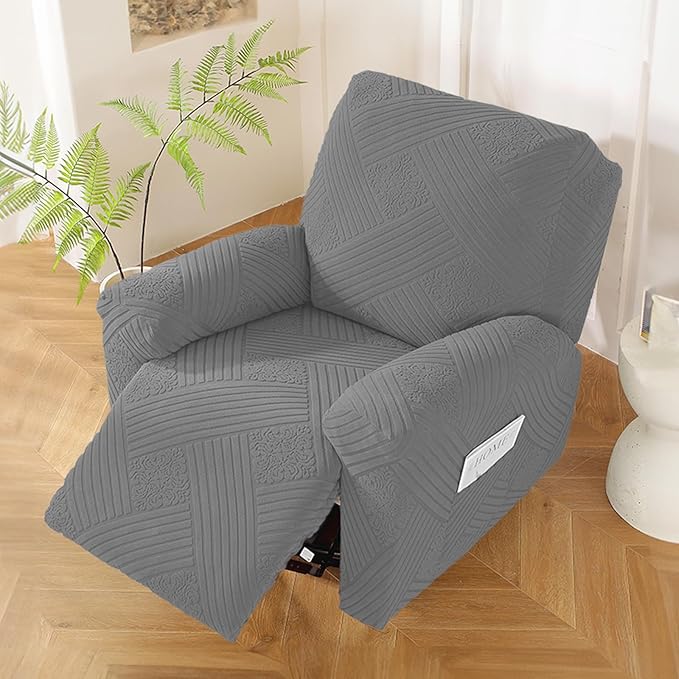 NORTHERN BROTHERS Oversized Recliner Cover - Lazy Boy Recliner Covers That Stay in Place, 4 Pieces Large Recliner Chair Covers 1 Seater, Light Gray