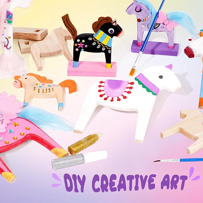 leffuny Unicorn Painting Kit for Kids - Unicorn Toys Wood Craft Kit - DIY Unicorn Gifts Toys kit - Arts and Crafts for Kids- Make Your Own Magic Unicorn Crafts- Christmas Gifts for Kids, Boys, Girls