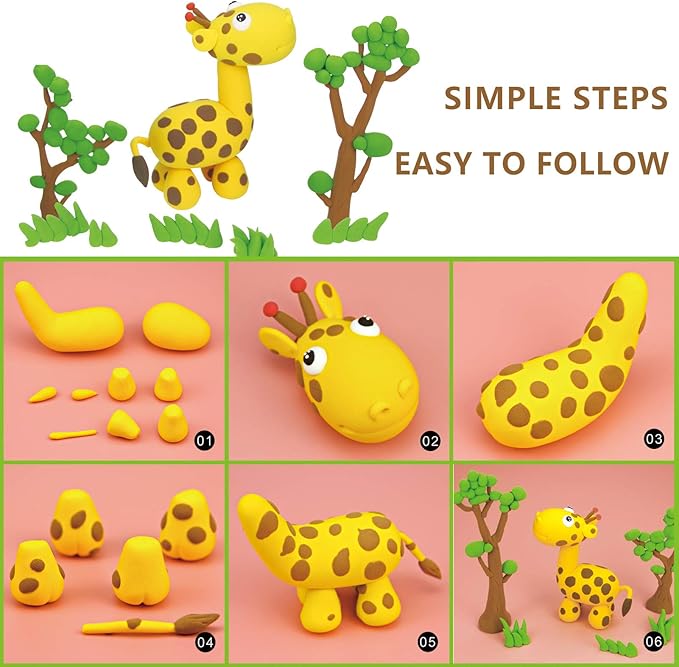 Cutedeer Air Dry Clay Kit, 36 Colors Modeling Clay for Kids, Soft Squishy Molding Clay with Sculpting Tools and Tutorials, Arts Crafts Gift for Boys Girls