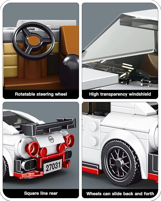 Mould King Speed Champion Nissan GTR Car Models Building Toys with Display Case, 27031 Model Car Kits Building Blocks, Race Car Building Sets, JDM Car Building Kits for Adults Kids 8+(356PCS)