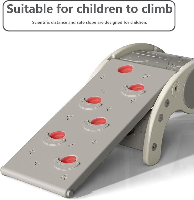 Children's Indoor Climbing Slideway Swing Playground 4-in-1 Function: Slide, Rock Climbing, Balance Board and Cradle Safe and Solid Montessori Toys White（2 Climbing Frame+2 Sliding Plate）