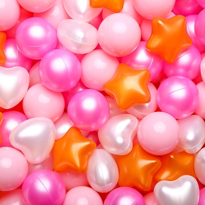 GOGOSO Shape Ball Pits Balls, Star Heart Plastic Play Balls for Toddlers Kids Children, DIY Giant Friendship Bracelet Banner