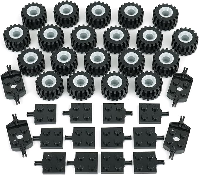 Tires Wheels and Axles Sets - 56 Pieces Brick Accessories Basic Classic Building Block Toys,Car Truck Wheels Parts