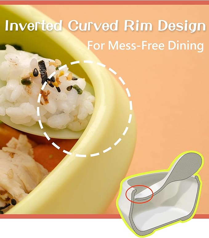 Toddler Utensils Set Ergonomic Fork and Spoon and Bowl Set Non-Slip Design for baby 12+ Month Self-Feeding Olds BPA Free Silicone Microwave and Dishwasher Safe Fine Motor Skills (Blue)