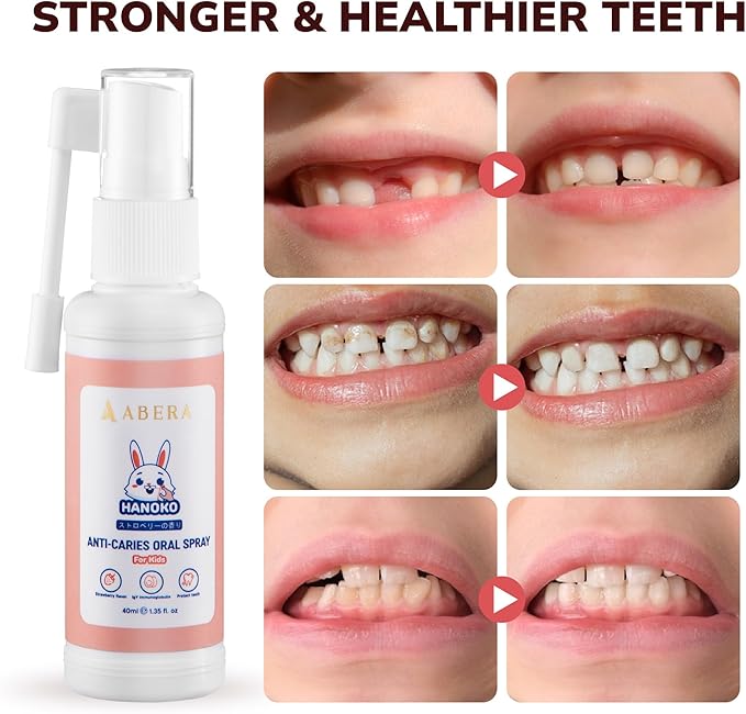 Abera Anti-Caries Kids Oral Spray, Fluoride Free Toddler Toothpaste Helper for Cavity Repair and Fresh Breath, 360 Degree Rotating Spout Easy to Use for Newborn to Preschooler,1.35 fl Oz, Pack of 3