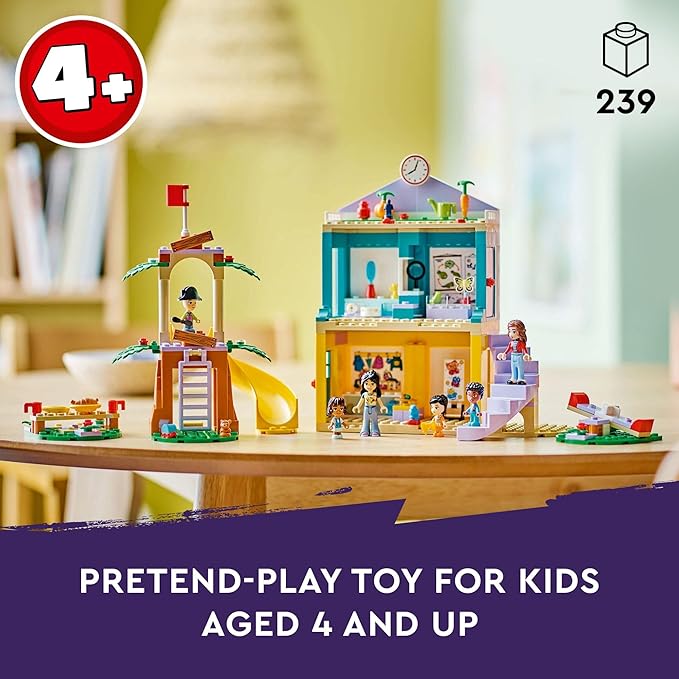 LEGO Friends Heartlake City Preschool Classroom Toy for Kids, Creative Pretend Play for Girls and Boys Ages 4 Years Old and Up, Comes with 2 Mini Dolls and 4 Micro Dolls, 42636