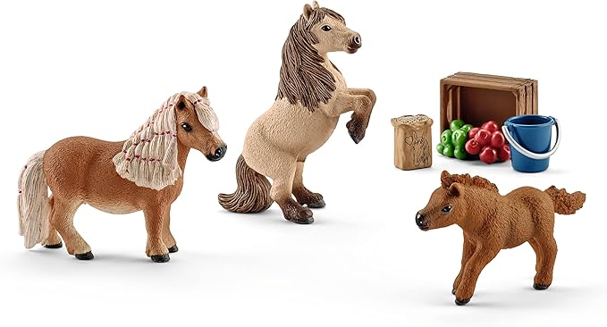 Schleich Horse Club 8-Piece Horse Toy for Girls and Boys Ages 5+, Miniature Shetland Pony Family