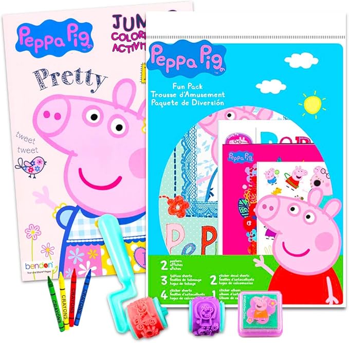 Peppa Pig Coloring Book Set Stickers and Crayons
