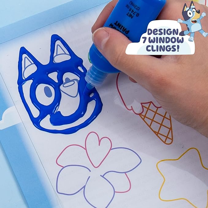 Bluey Window Art Suncatchers for Kids, Window Art Kit, Great Suncatchers Kit for Kids to Paint, Great At-Home Kids Craft Activity or Bluey Birthday Party Idea, Bluey Toys for Kids Ages 3, 4, 5, 6