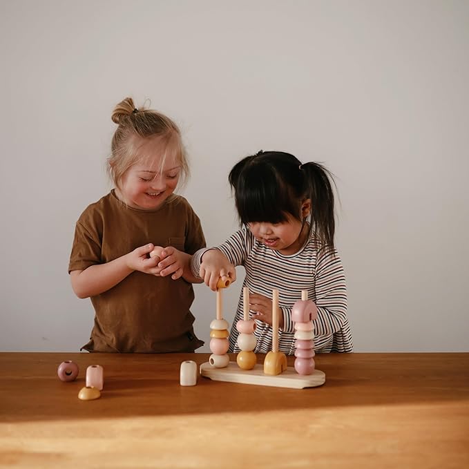 mushie Wooden Multi Shape Stacker | for Kids 3 Years+ | Preschool Educational & Toddler Montessori Toys (Original)