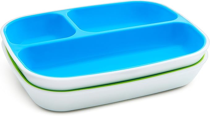 Munchkin® Splash™ 4 Piece Toddler Divided Plate and Bowl Dining Set, Blue/Green
