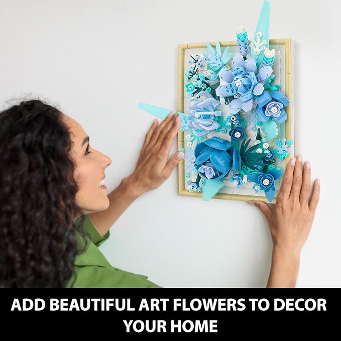Flowers Building Set for Adults, Compatible with Lego Flowers Roses Plants Picture Frame, Botanical Collection Wall Art Home Office Decor, Ideas Gift Building Toy for Boys Girls (728 PCS)