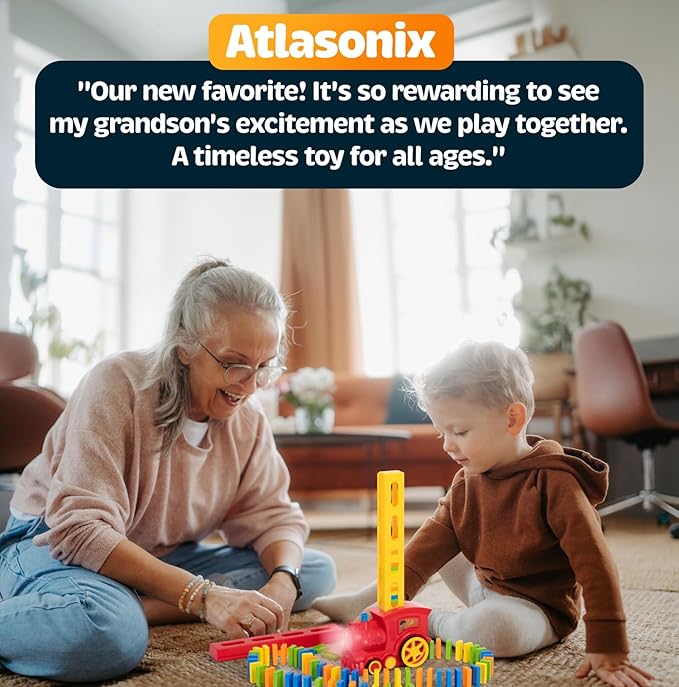 Domino Train Set for Kids – Automatic Domino Laying Toy, Montessori STEM Learning Gift for Boys & Girls Ages 3-8, Fun Educational Toddler Toy, Birthday Present for 3-5 Year Olds