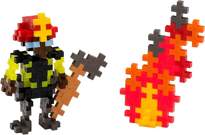 PLUS PLUS 3D Figure Building Block Set, Fun Stem Toys for Kids, 70 Interlocking Pieces - Firefighter Mini Maker Tube