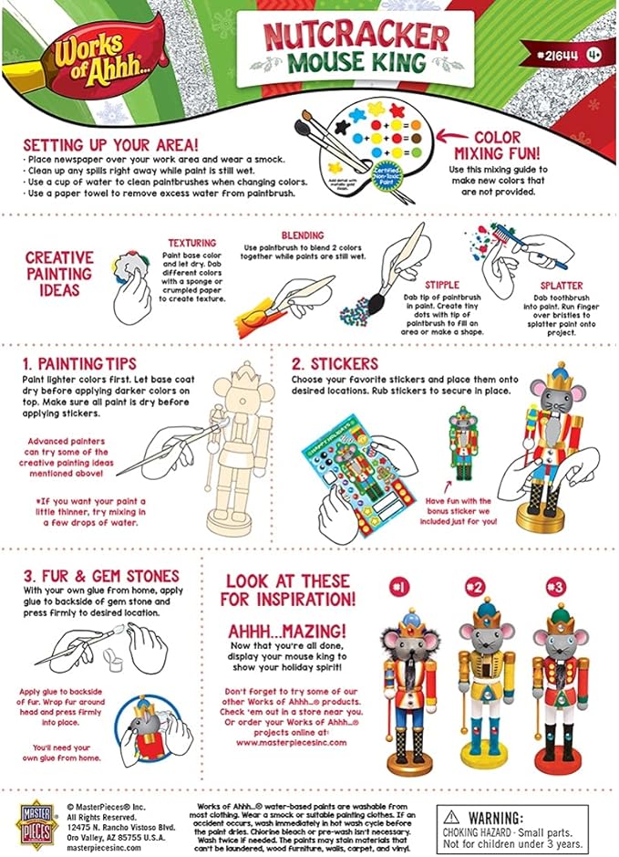 Works of Ahhh... Holiday Craft Set - Nutcracker Mouse King Wood Paint Kit