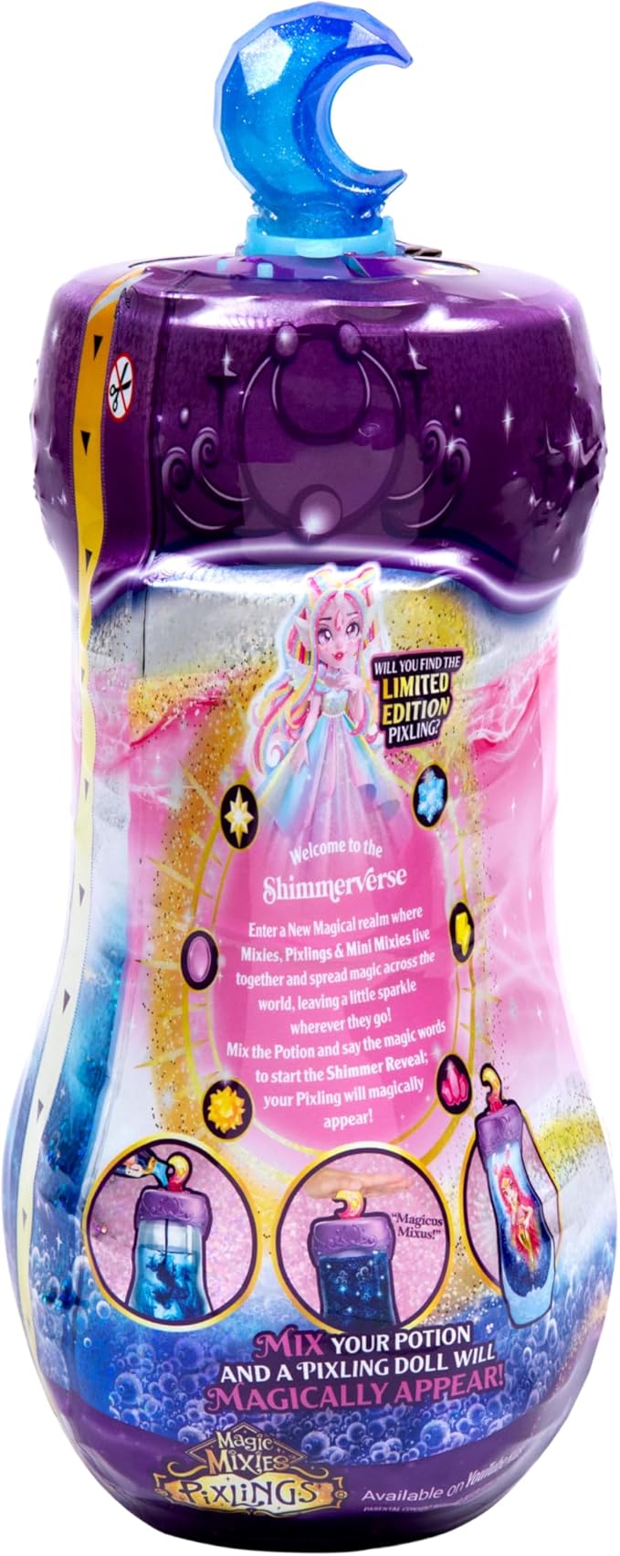 Magic Mixies Pixlings Shimmerverse Series, Create & Mix Magic Potion to Magically Reveal Marena The Ice Mermaid, This Beautiful 6.5" Shimmerverse Pixling Fashion Doll Appears Inside The Potion Bottle