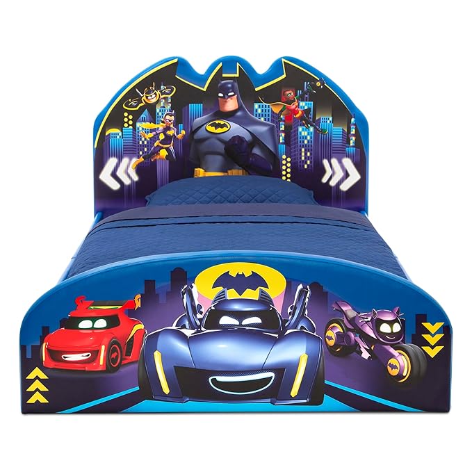 Delta Children Batman Batwheels Upholstered Twin Bed, Blue