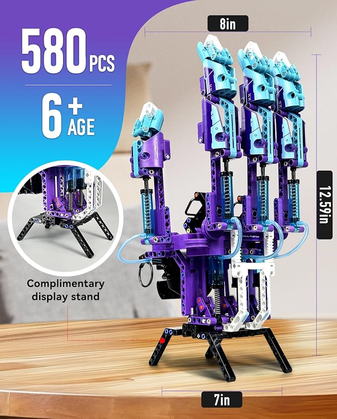 Nano-Hydraulic Mechanical Gloves Creative Assembly Model Toys Building Block Sets Wearable with One Hand and Telescopic Knuckles Gifts, Decoration and Display Model Sets for Children and Adults