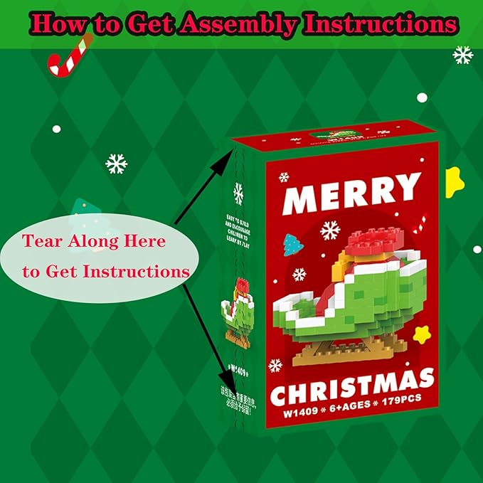 Christmas Sledges Building Blocks Set Compatible with Lego Advent Calendar 2024 Stacking New Toys Holiday Present Box New Year Xmas Gifts for Kids for Boys & Girls and Adults