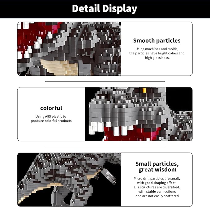 Dinosaur Tyrannosaurus Rex Model Decor Micro Mini Blocks Velociraptor Building Blocks Toy Birthday for Age 6+ Children Adults Teens 1530 Pieces