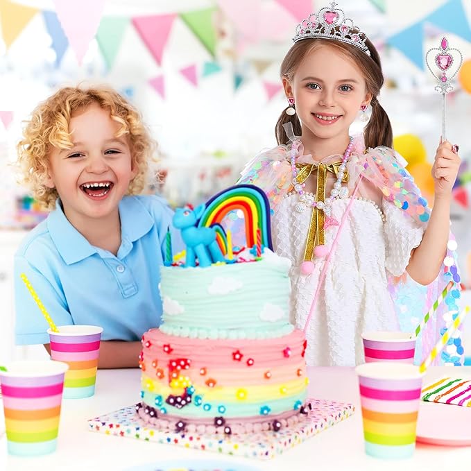 Princess Dress Up for Girls, 9Pcs Mermaid Costume Girls Birthday Gifts Cape Kit for Little Girls 3-8 Years Old, Princess Toys for Christmas Halloween Party Favors