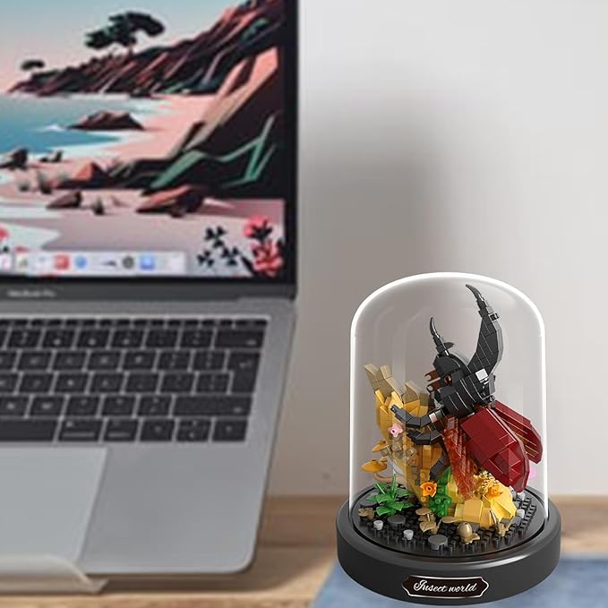 Insects Plant Bonsai Building Set,Adult Mini Animals Friend Set,Insect Collection Gift for Kids,Party Favors Bugs Building Block Kit,Valentines New Year Birthday Gift for Boys Girls(Beetle)