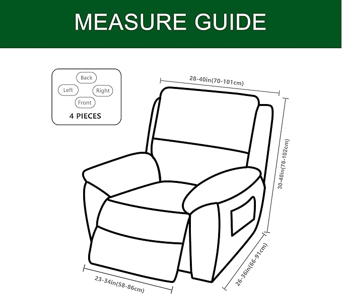 CRFATOP Printed Recliner Slipcover Stretch Reclining Chair Covers 4 Pieces Non Slip Recliner Sofa Slipcovers with Pocket Fitted Sofa Couch Cover Lazy Boy Chair Cover for Pet Kid Living Room,20