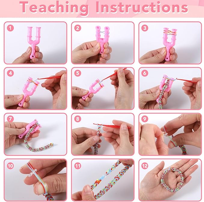 Needbrock 18500+ Bracelet Making Kit Rubber Band, 26 Colors Rubber Band Bracelet Kit Includes 800 Pcs Glow-in-The-Dark Rubber Bands, Bracelet Making Kit Valentines Gifts for Kids Age 8 Above(Pink)