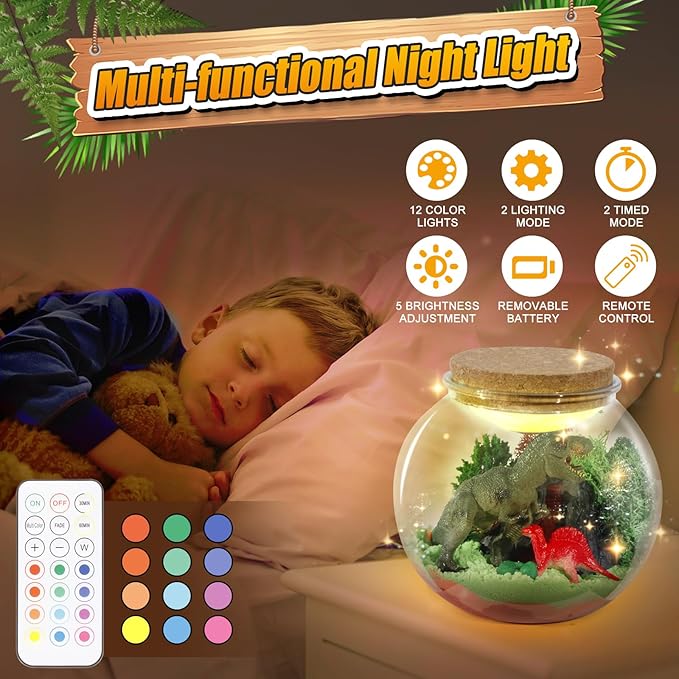Dinosaur Terrarium Kit for Kids -Dinosaur Kid Painting Crafts Kits - Birthday Gift for Boys Age 5-7 8-12 Years Old -Arts and Crafts for Boys and Kids - Dinosaur Toys